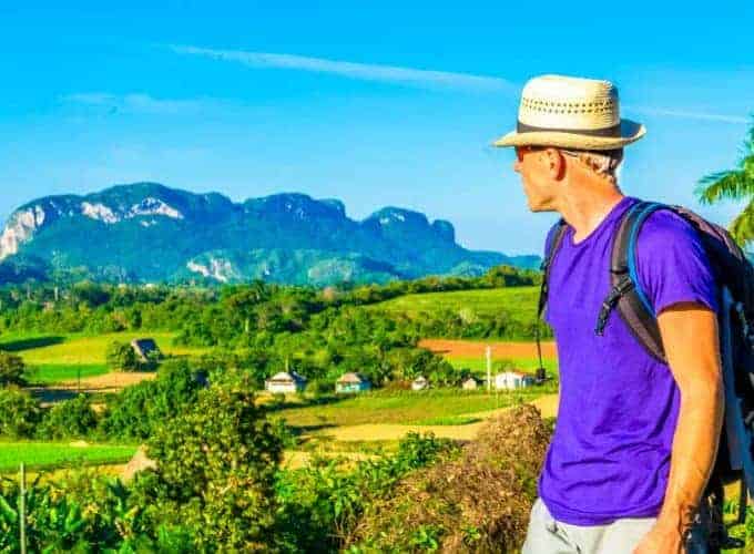 vinales landscape young man